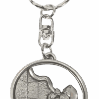Prophet Blowing the Shofar at Kotel Pewter Keychain