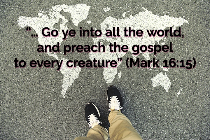 Missions image with Mark 16:15 quoted