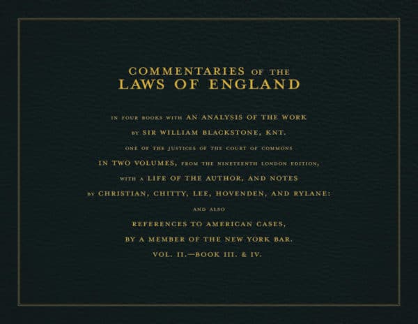 Blackstone’s Commentaries on Law (Book)